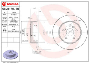 Product of Brembo 08917910C02 Solid 1 Piece Brake Rotor 
