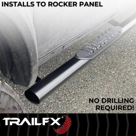 Product of TrailFX A1535B TFX 4" Oval Tube Side Steps Nerf Bar With Surface Steps 