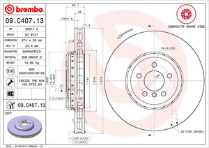 Product of Brembo 09C40713C02 Vented 1 Piece Brake Rotor 