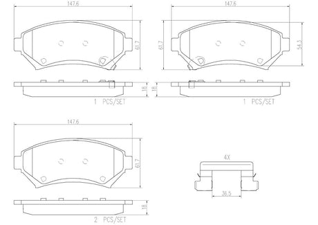 Product of Brembo P59028N Brake Pad - Set Of 4 