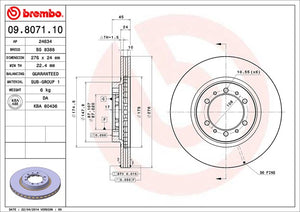 Product of Brembo 09807111C02 Vented 1 Piece Brake Rotor 