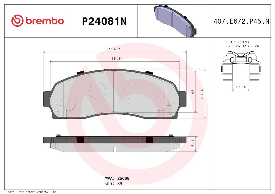 Brembo P24081n Brake Pad||p24081n_1.Jpg||86||brmp24081n||2104724