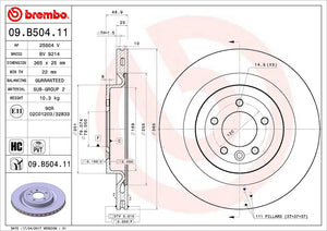 Product of Brembo 09B50411C02 Vented 1 Piece Brake Rotor 