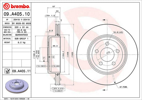 Product of Brembo 09A40511C02 Vented 1 Piece Brake Rotor 