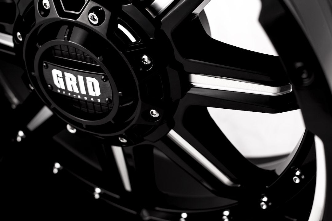 Product of Grid Wheels 18x9 Gloss Black With Natural Accents Wheel - 5x5.90 Bolt Pattern 