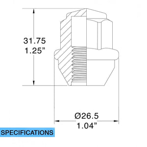 Product of Coyote Wheel Accessories 80K645 60 Degree Conical 12x1.5 Lug Nut 