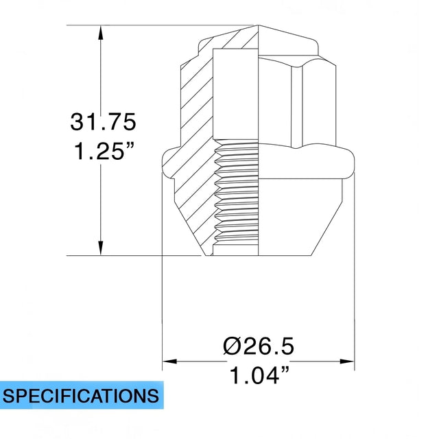 Product of Coyote Wheel Accessories 80K645 60 Degree Conical 12x1.5 Lug Nut 