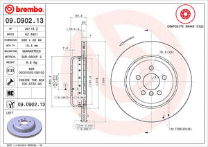 Product of Brembo 09D90213C02 Vented 1 Piece Brake Rotor 