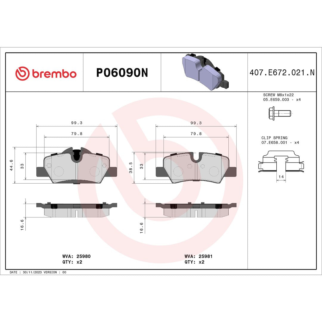 Brembo P06090n Brake Pad||p06090n_Drw.Jpg||91||brmp06090n||1752524