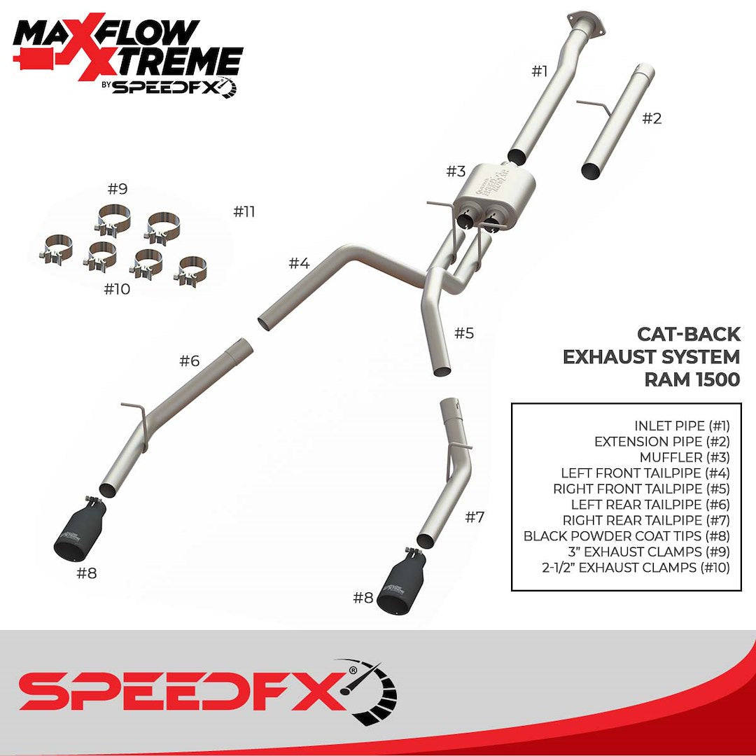 Product of SpeedFX 50201 MaxFlow Xtreme Cat Back System Single Exhaust System Kit 
