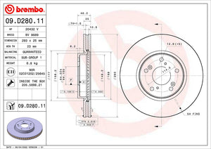 Product of Brembo 09D28011C02 Vented 1 Piece Brake Rotor 