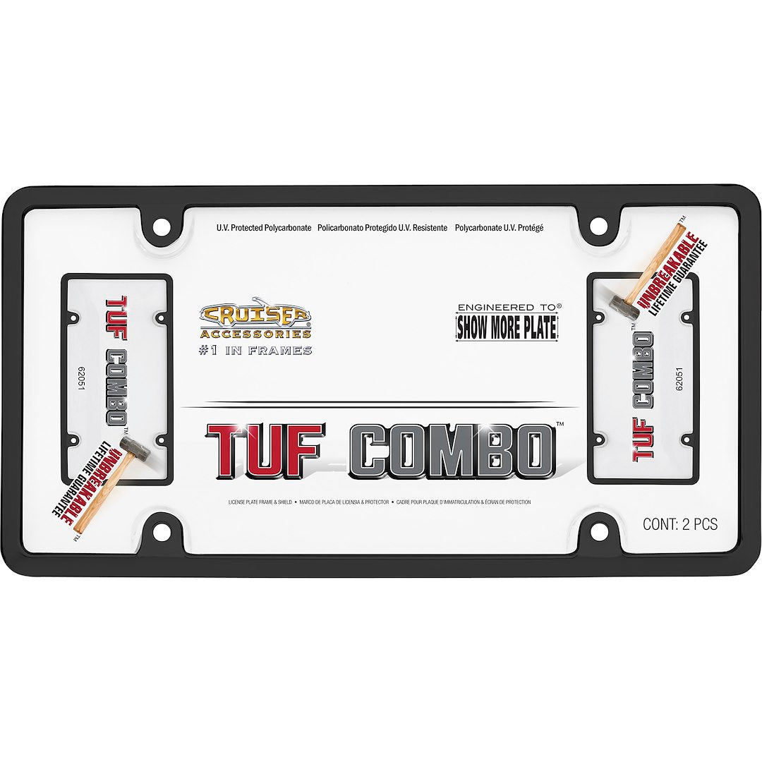 Cruiser 62051 License Plate Frame||62051_P01-Tuf-Combo_Black_Clear-Inpack.Jpg||86||c3462051||1376303