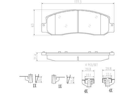 Product of Brembo P24119N Brake Pad - Set Of 4 