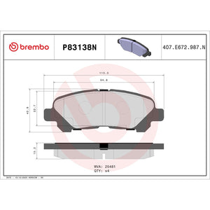 Brembo P83138n Brake Pad||p83138n_Drw.Jpg||91||brmp83138n||1754152