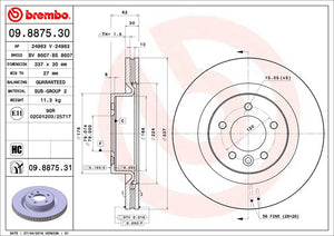 Product of Brembo 09887531C02 Vented 1 Piece Brake Rotor 