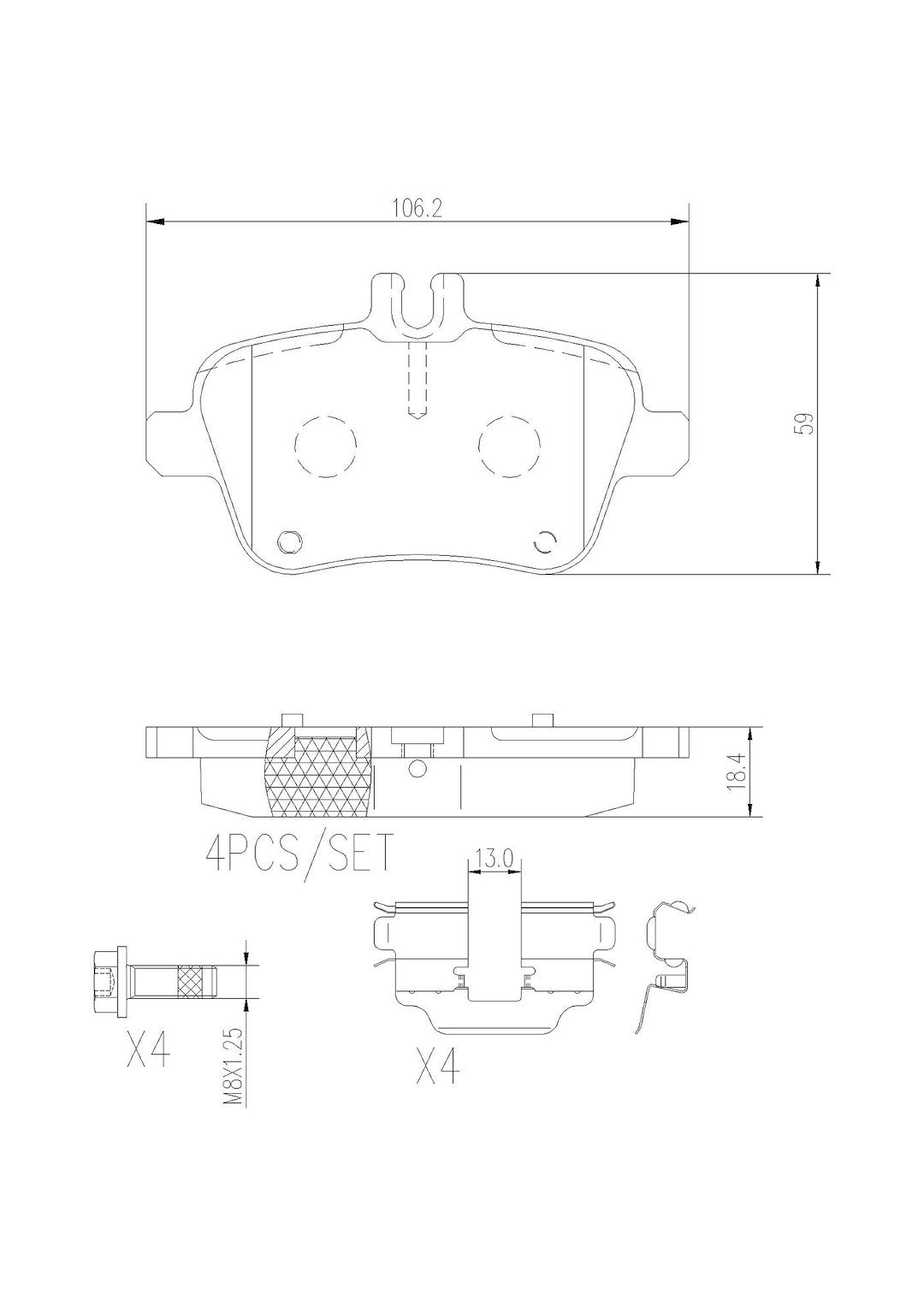 Product of Brembo P50091N Brake Pad - Set Of 4 