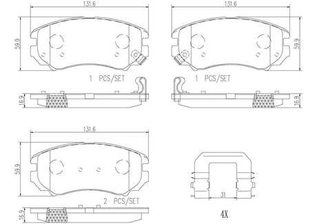 Product of Brembo P30018N Brake Pad - Set Of 4 
