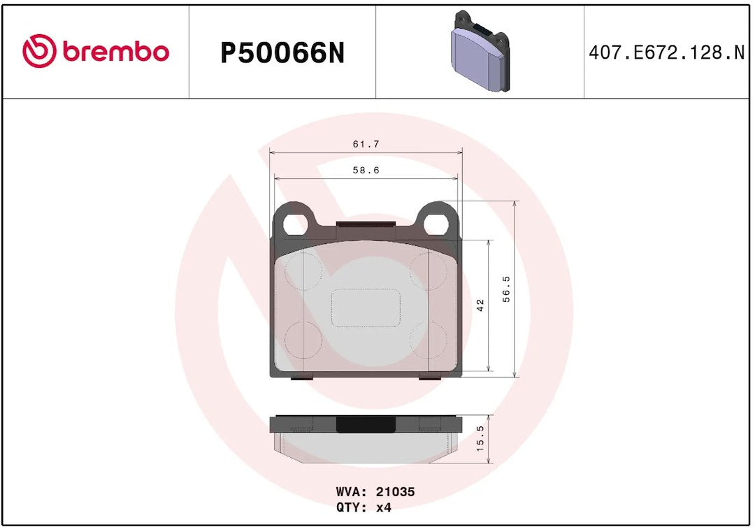 Brembo P50066n Brake Pad||p50066n_R.Jpg||86||brmp50066n||2091730