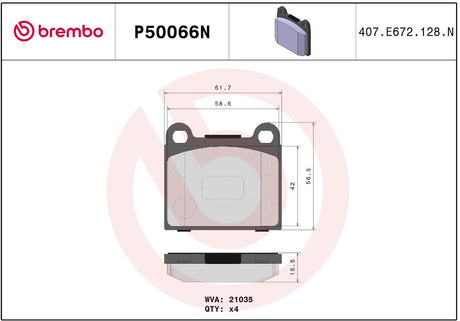 Brembo P50066n Brake Pad||p50066n_R.Jpg||86||brmp50066n||2091730