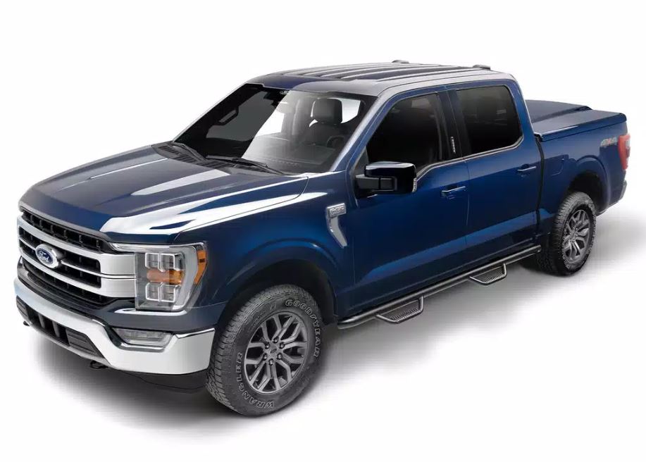Product of N-Fab N16100CC-6-TX Black Matte Textured Powder Coated Round Nerf Bar - Truck Wheel To Wheel 