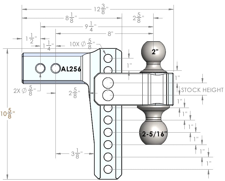 Bulletproof Hitches Al256 Trailer Hitch Ball Mount||al256_7.Jpg||92||bphal256||1736336