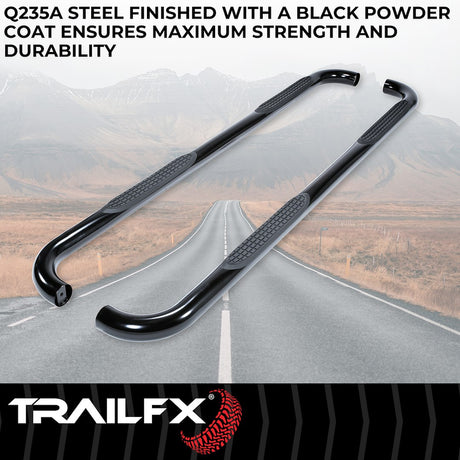 Product of TrailFX 1150550073 TFX Round Tube Side Steps Nerf Bar With Surface Steps 