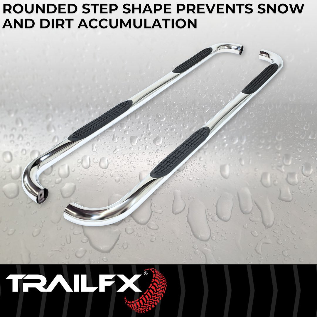 Product of TrailFX A0058S TFX Round Tube Side Steps Nerf Bar With Surface Steps 