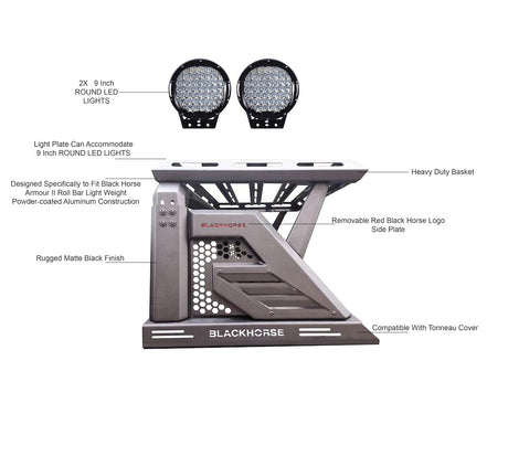 Product of Black Horse Offroad AR2-09BA3-PL69B  Truck Bed Bar 
