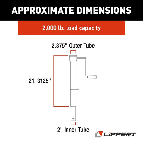Product of Lippert Components 285420 2000 Pound Manual Trailer Tongue Jack 
