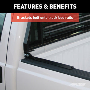 Product of Aries 111000 Bolt-On Black Semi Gloss Powder Coated Louvered Headache Rack 