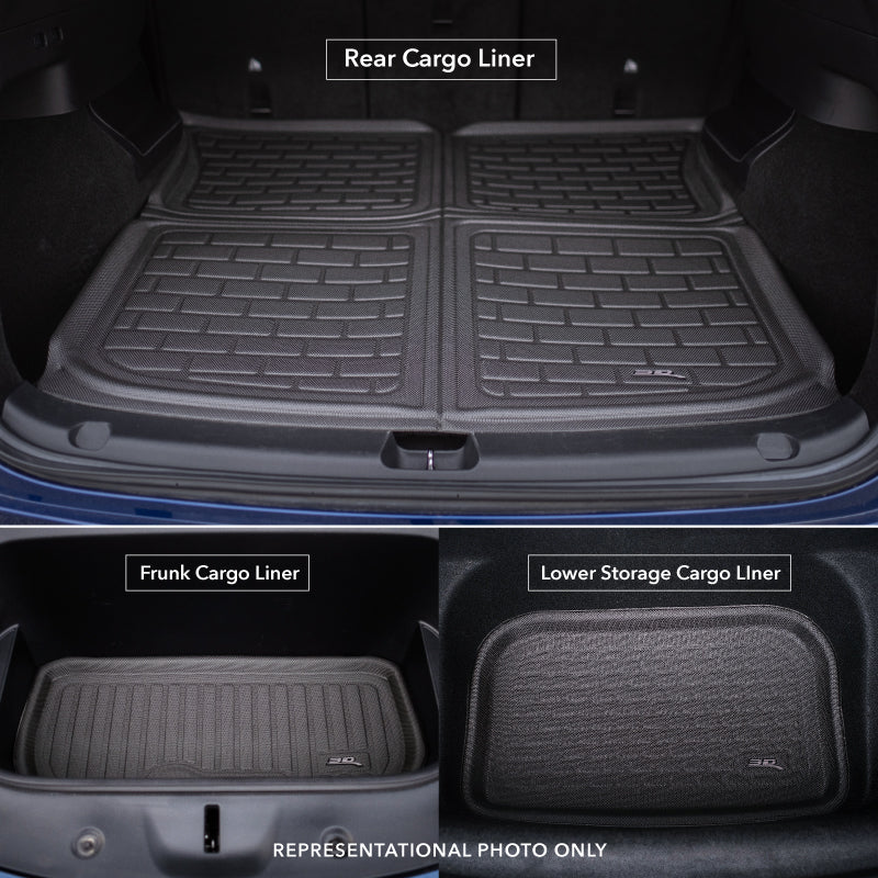 Product of 3D Mats M1GM0221309 Black Thermoplastic Rubber Of Carbon Fiber Texture Back Of 2nd Row Seat Cargo Area Liner 