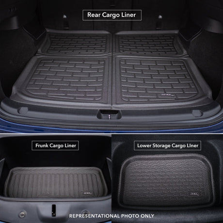 Product of 3D Mats M1GM0221309 Black Thermoplastic Rubber Of Carbon Fiber Texture Back Of 2nd Row Seat Cargo Area Liner 