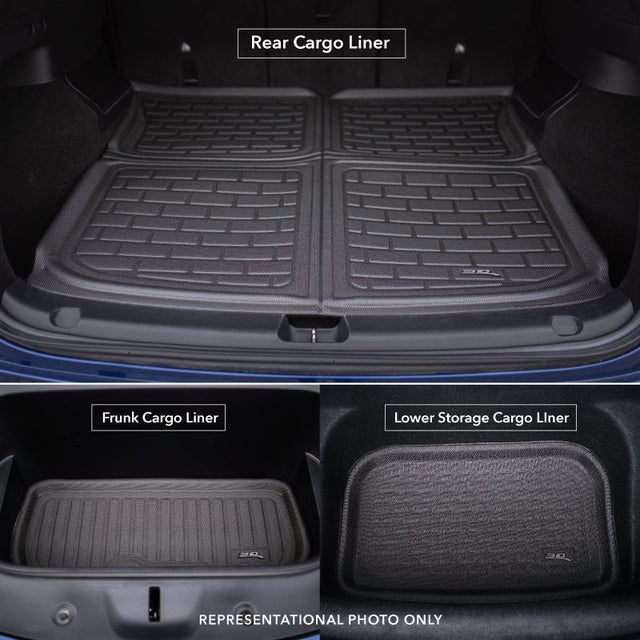 Product of 3D Mats M1GM0221309 Black Thermoplastic Rubber Of Carbon Fiber Texture Back Of 2nd Row Seat Cargo Area Liner 
