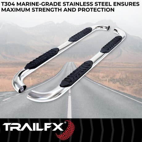 Product of TrailFX A1019S TFX 4" Oval Tube Side Steps Nerf Bar With Surface Steps 
