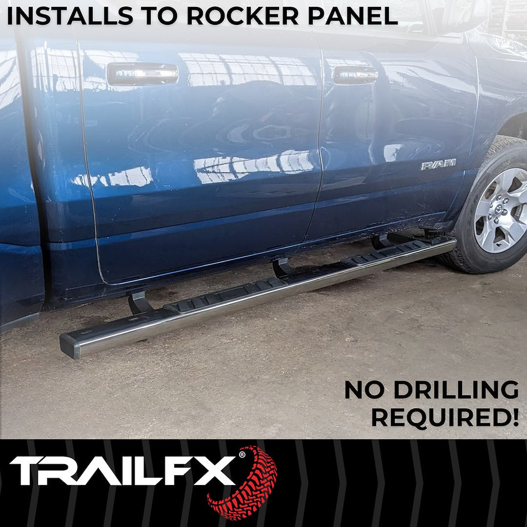 Product of TrailFX A4001S TFX 4" Trapezoid Side Steps Nerf Bar With Surface Steps 