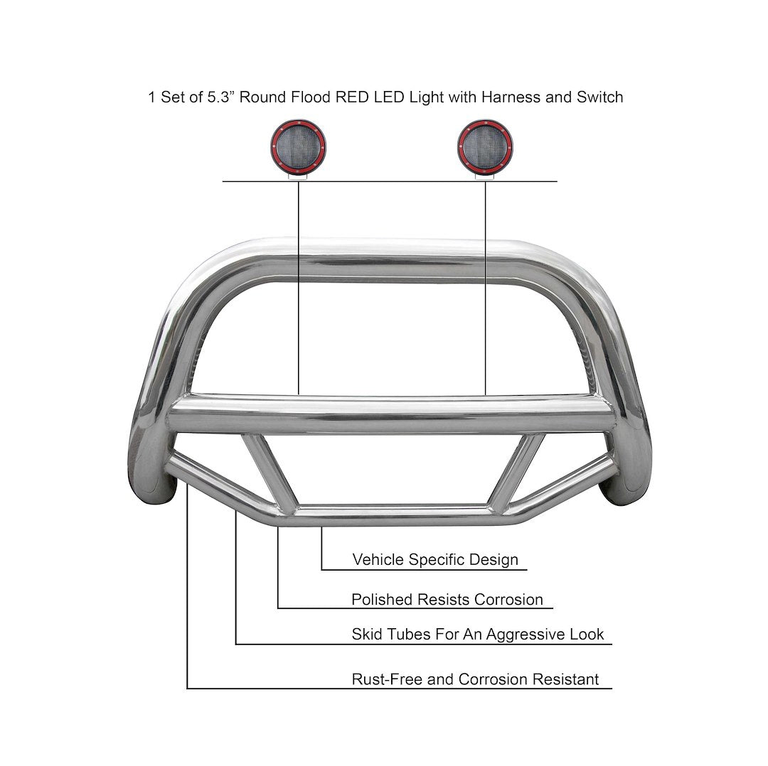 Product of Black Horse Offroad MBS-FOC2005-PLFR Bull Bar  with skid plate 