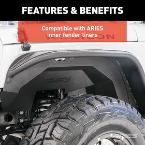 Product of Aries 1500201 Non-Exposed Fasteners Black Fender Flare - Set Of 2 