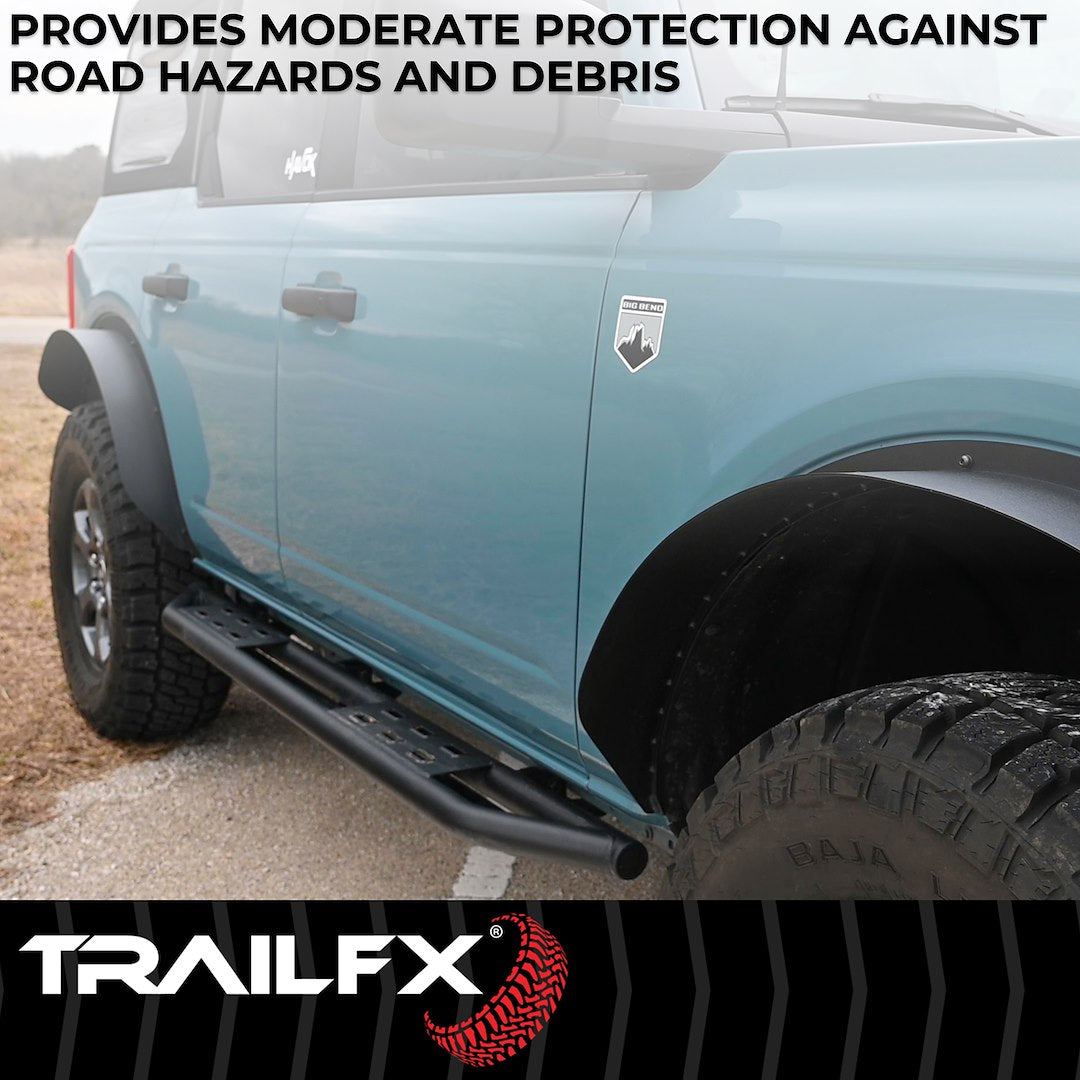 Product of TrailFX BR012T Black Steel Round Tube Rocker Panel Guard 