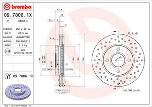 Product of Brembo 0978061XC02 Xtra Vented Cross Drilled 1 Piece Brake Rotor 