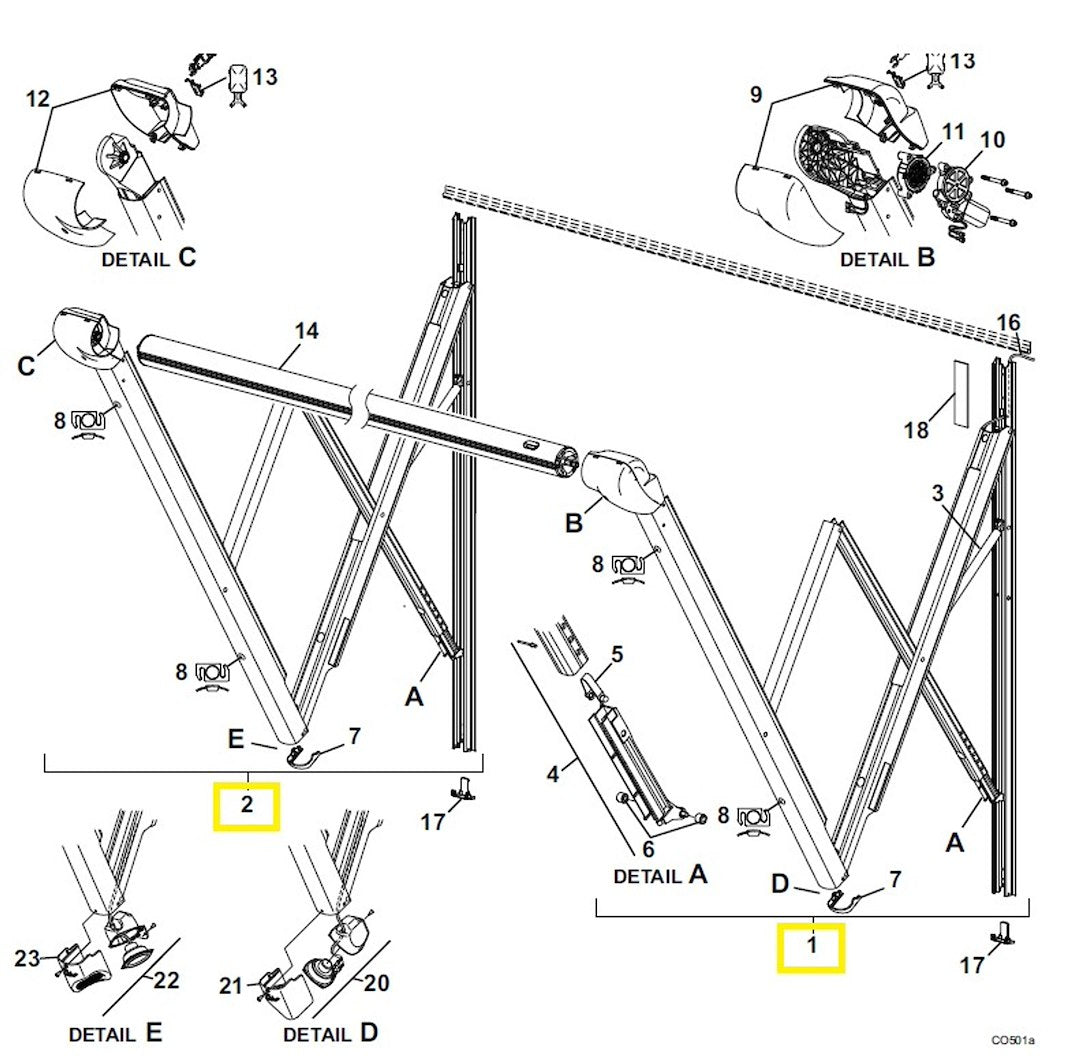 Product of Carefree RV TAJVAPHW Electric Awning Arm 
