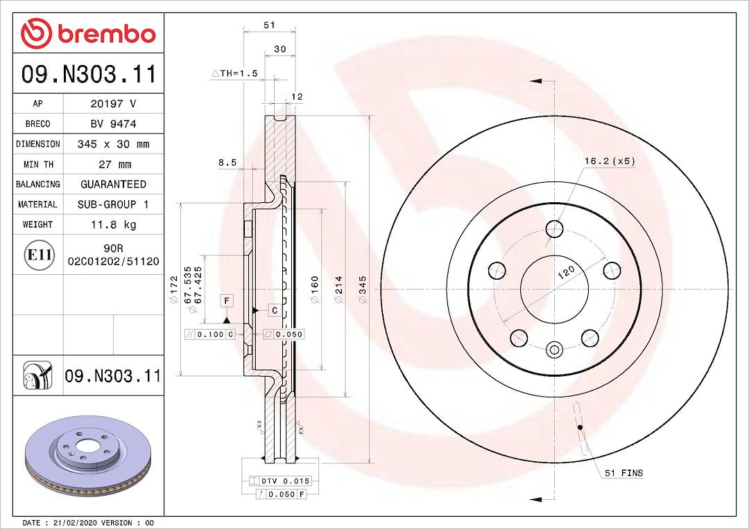 Brembo 09n30311c02 Brake Rotor||09n30311c02_3.Jpg||88||brm09n30311||1684423