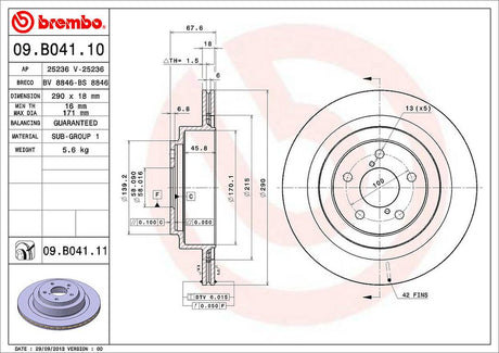 Product of Brembo 09B04111C02 Vented 1 Piece Brake Rotor 