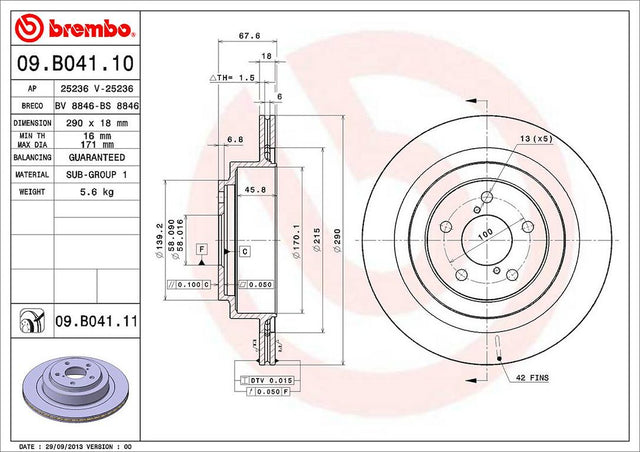 Product of Brembo 09B04111C02 Vented 1 Piece Brake Rotor 