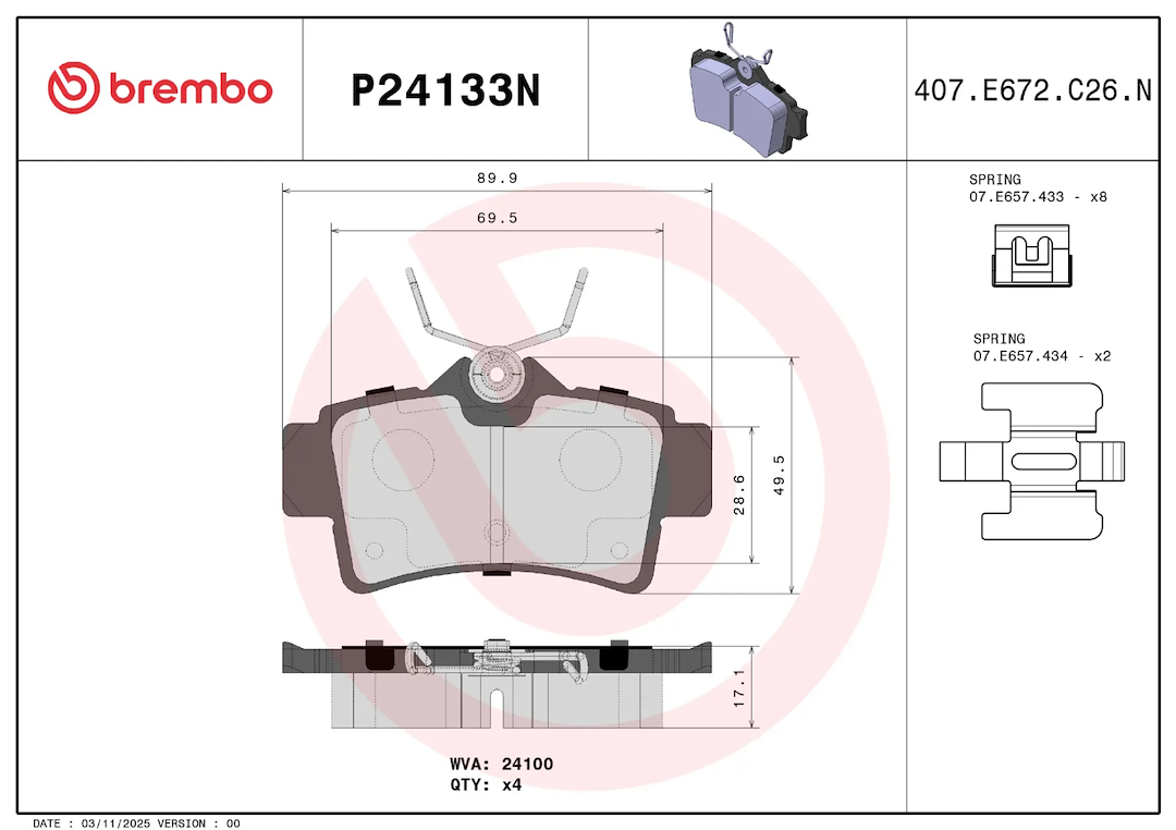 Brembo P24133n Brake Pad||p24133n_2.Png||87||brmp24133n||2104558