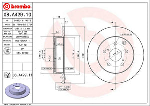 Product of Brembo 08A42911C02 Solid 1 Piece Brake Rotor 