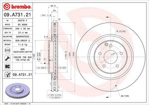 Product of Brembo 09A73121C02 Vented 1 Piece Brake Rotor 