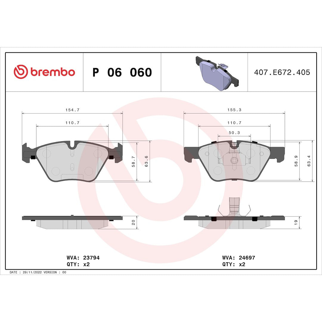 Brembo P06060 Brake Pad||||88||brmp06060||2008902