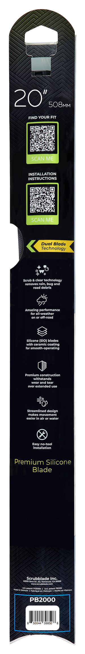 Scrubblade Be2000 Windshield Wiper Blade||black Edition 20_Back.Png||87||scrbe2000||1756994