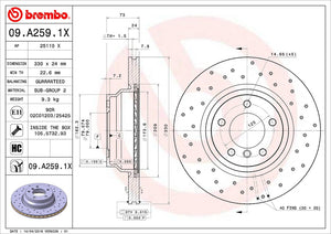 Product of Brembo 09A2591XC02 Xtra Vented Cross Drilled 1 Piece Brake Rotor 