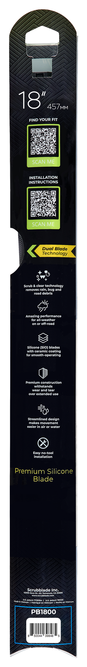Scrubblade Be1800 Windshield Wiper Blade||||87||scrbe1800||1918711